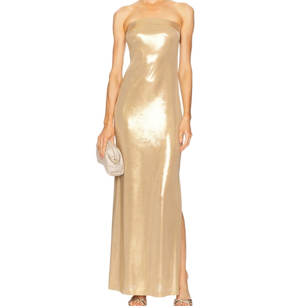 Norma Kamali Strapless Gold Dress